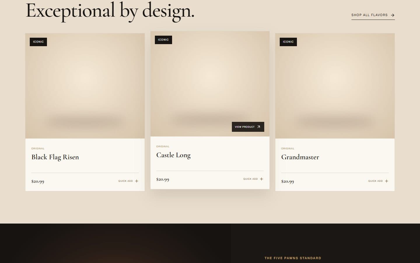 Five Pawns desktop collection and product storytelling section